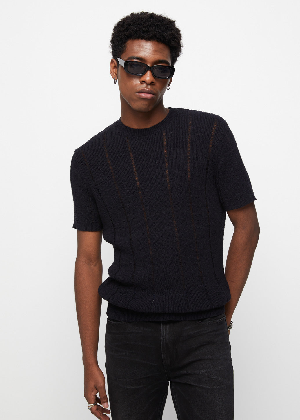 DESTROY TEXTURED KNIT TOP Black / XL