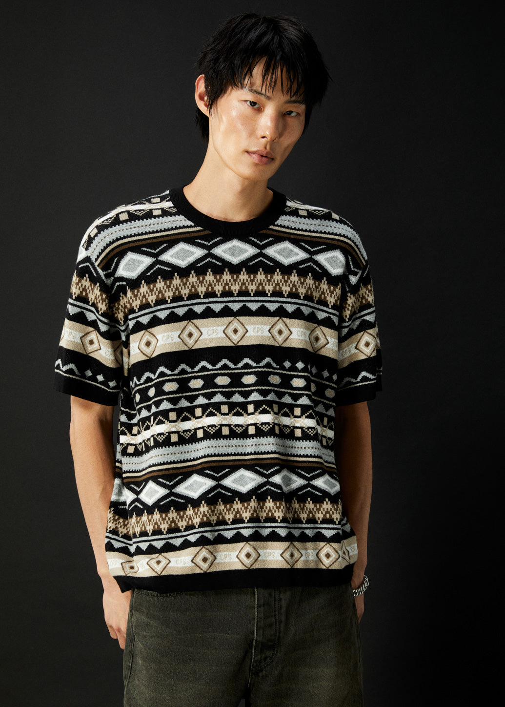 JACQUARD KNITTED TEE