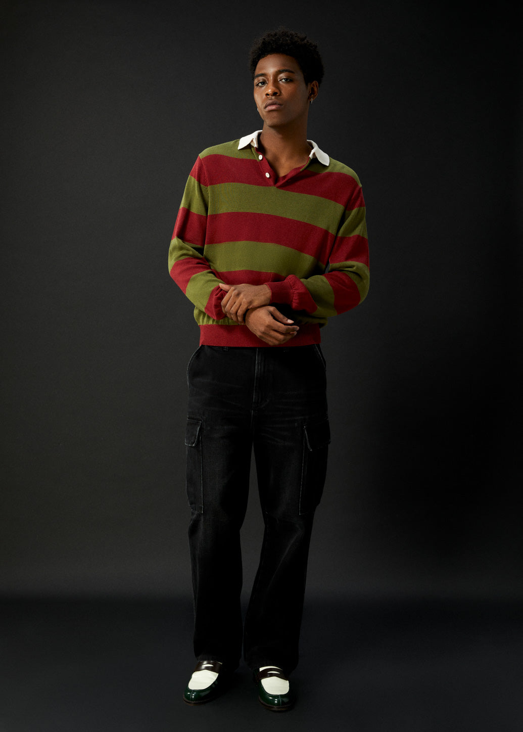 OVERSIZED STRIPE KNIT POLO