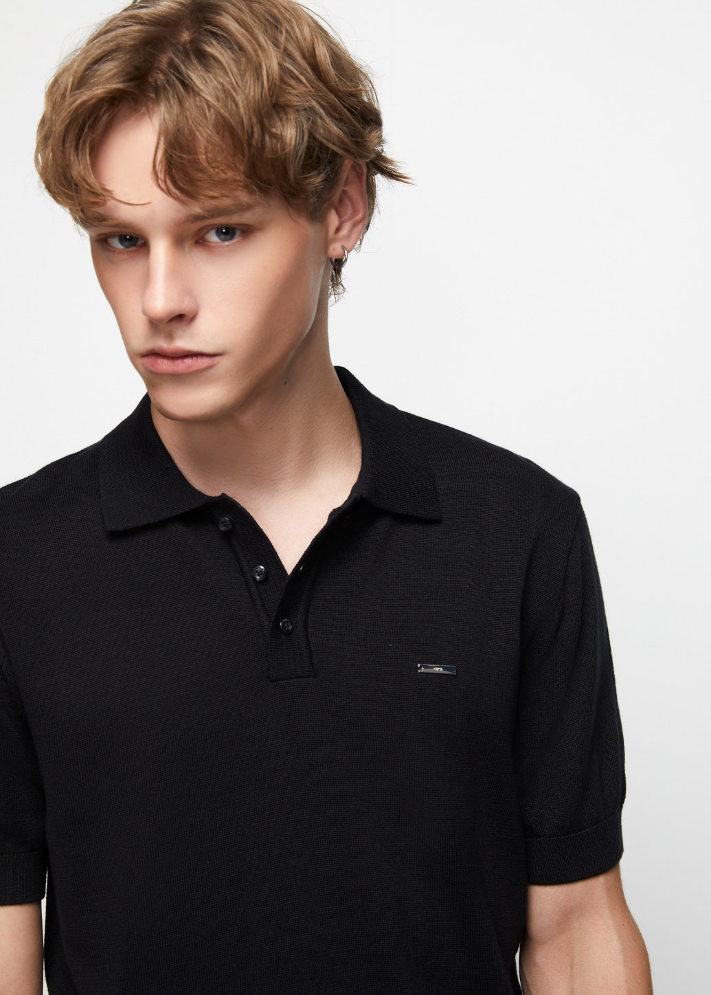 NAME TAG KNITTED POLO SHIRT
