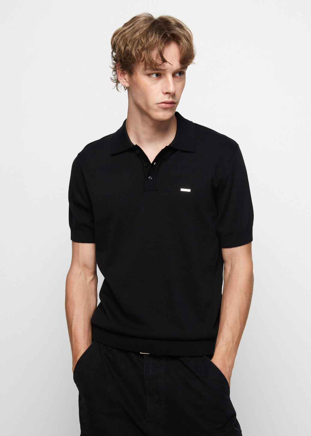 NAME TAG KNITTED POLO SHIRT