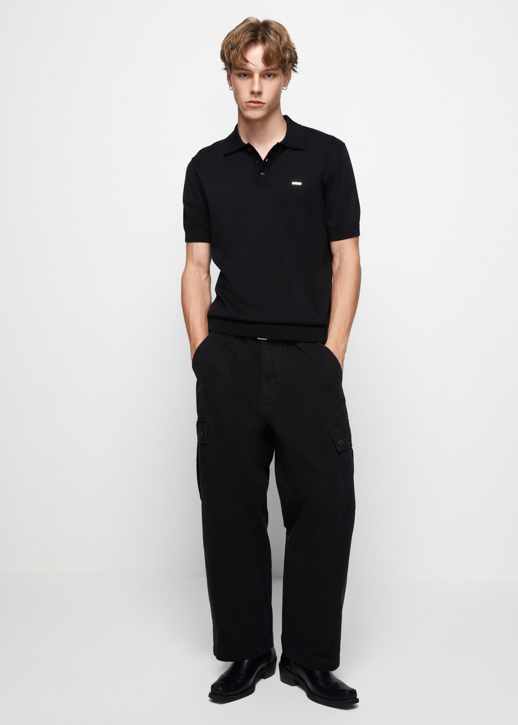 BLACK LOOSE FIT CARGO PANTS