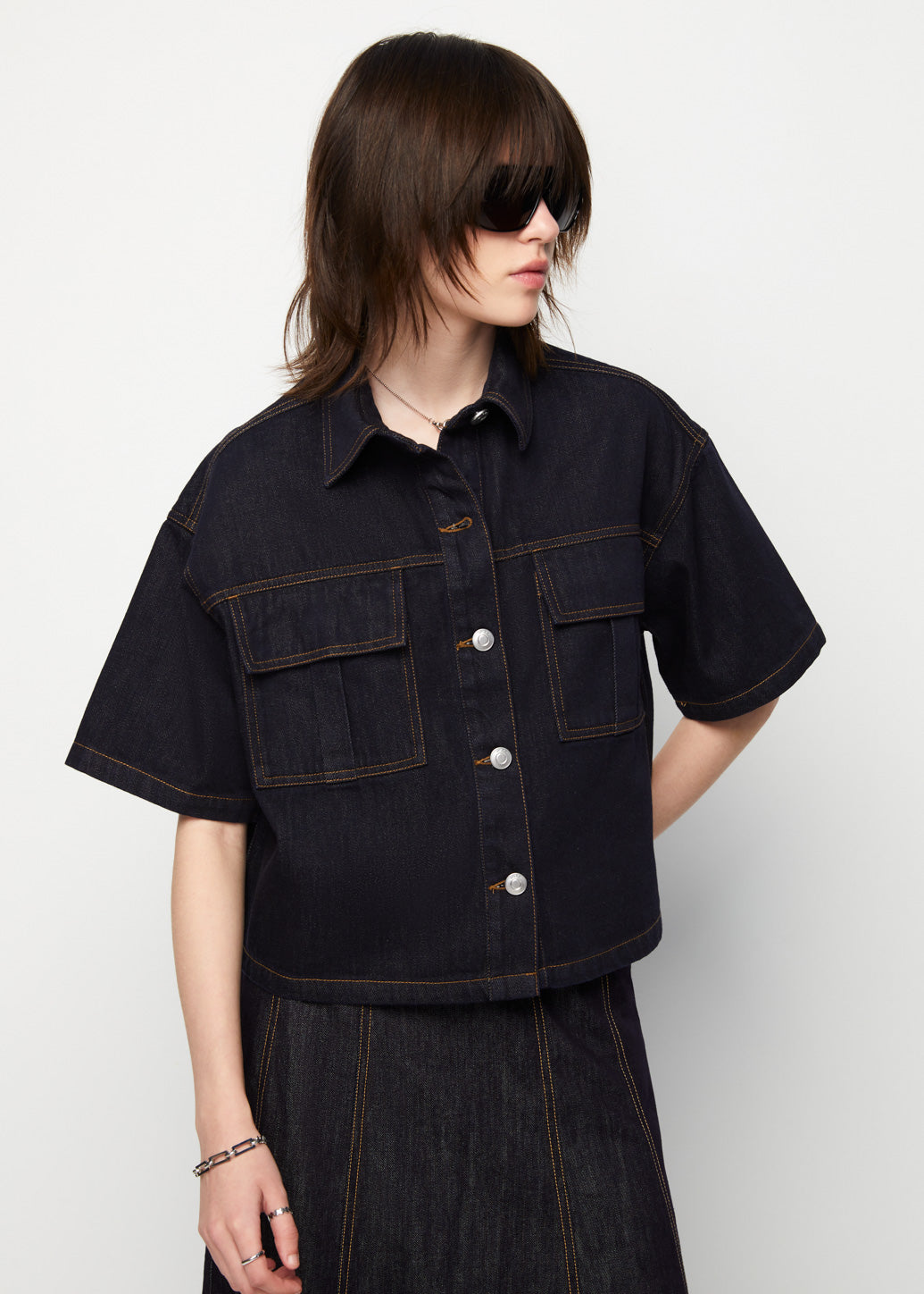 CROPPED DENIM SHIRT