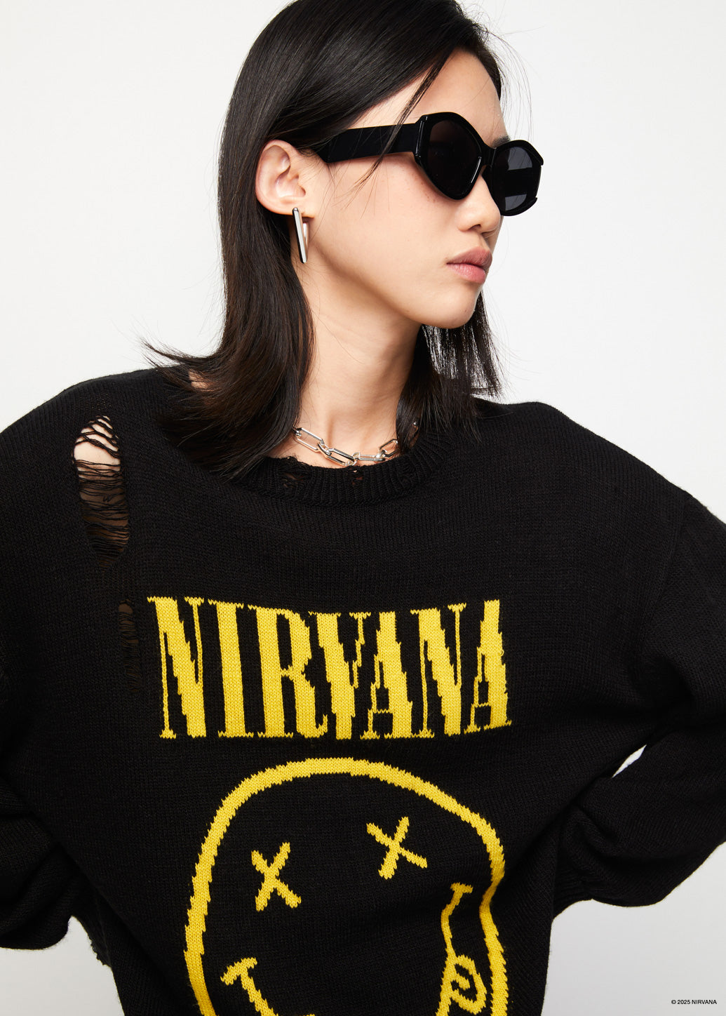 NIRVANA SMILEY FACE DISTRESSED DRESS