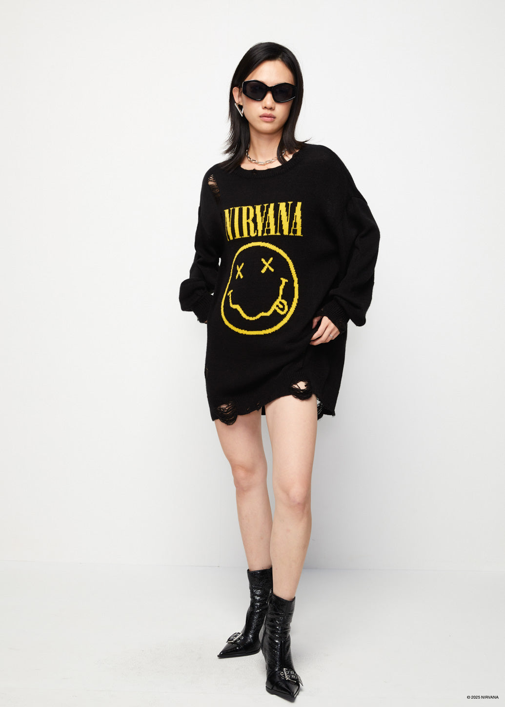 【美品】 Nirvana 7EP Nirvana Womens Grey Cropped Short Sleeved T-Shirt | Rainbow