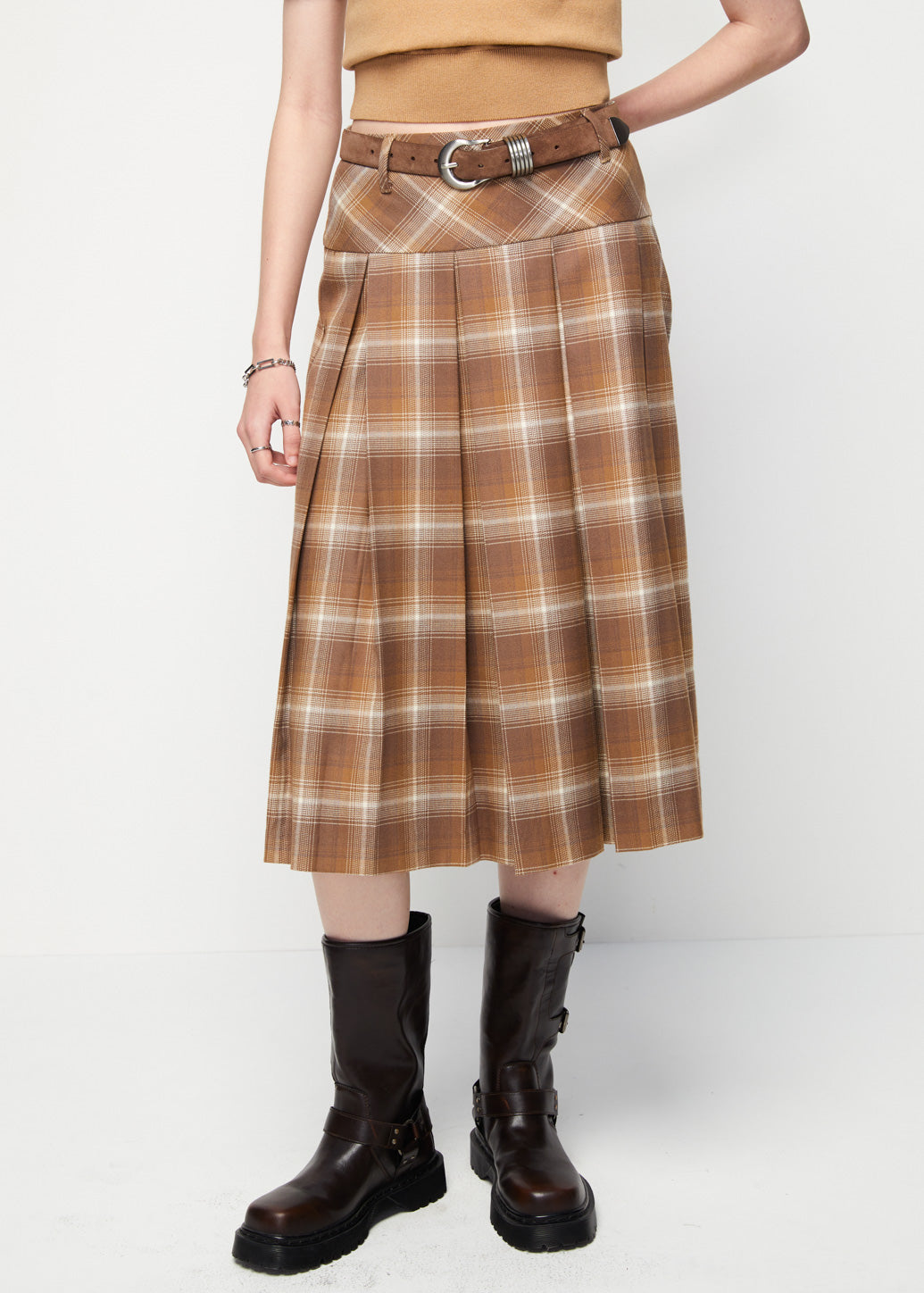 CHECKERED PLEATED SKIRT