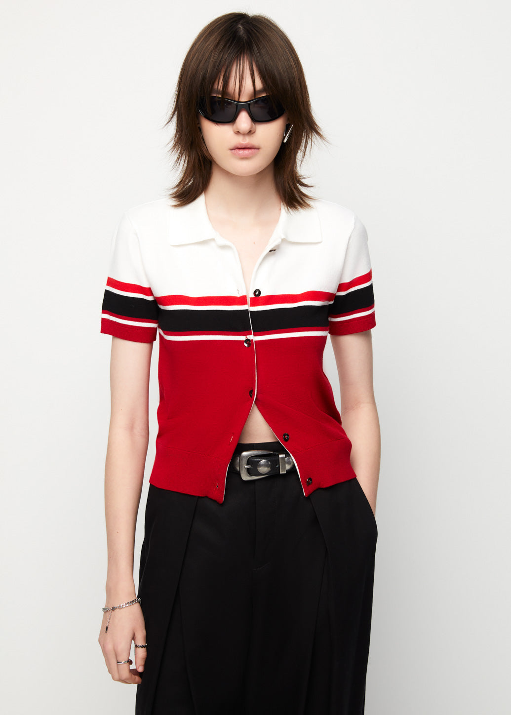 TRI-STRIPED KNITTED TOP