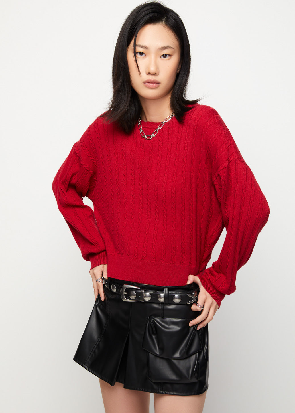 CABLE KNITTED PULLOVER