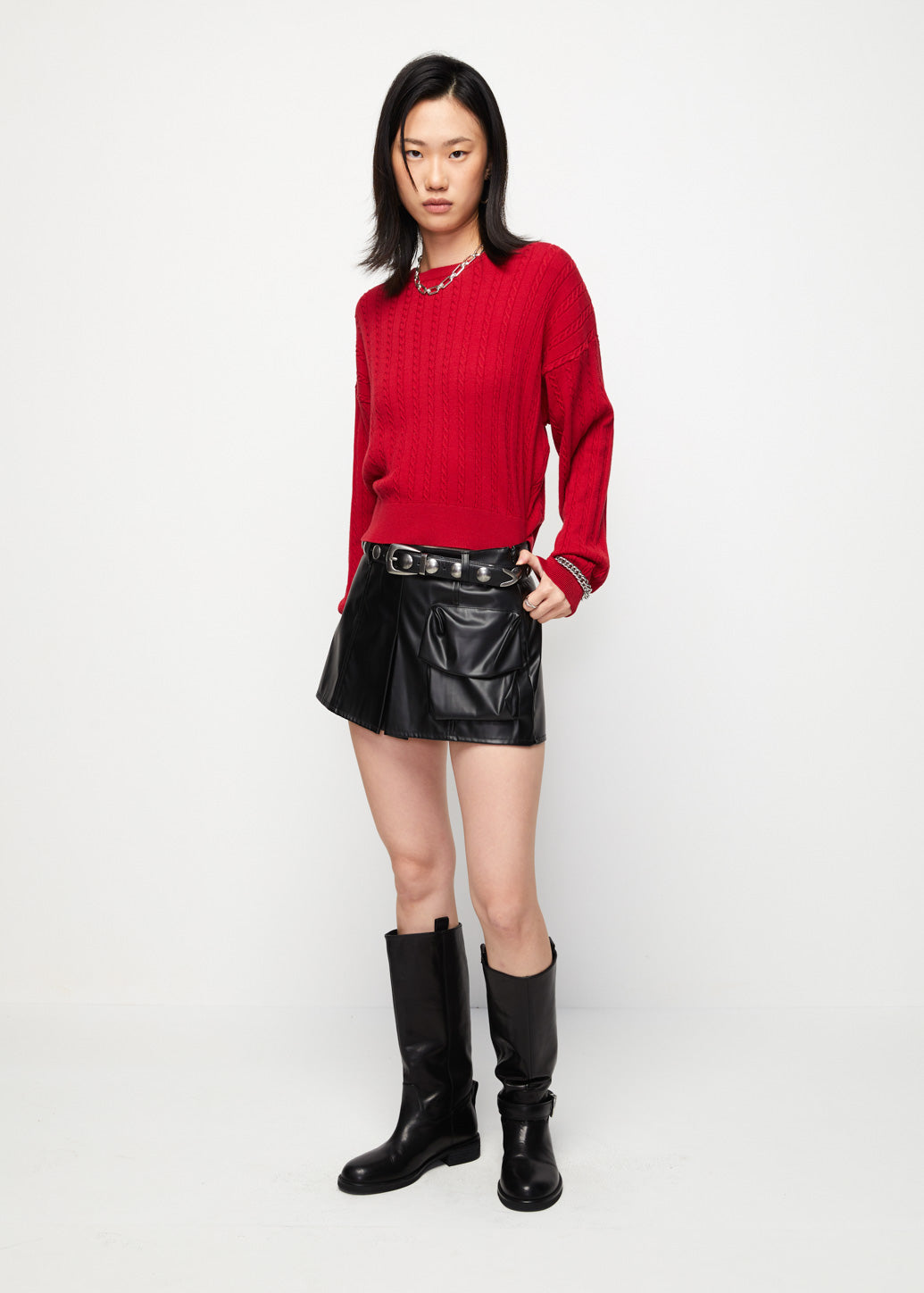 CABLE KNITTED PULLOVER