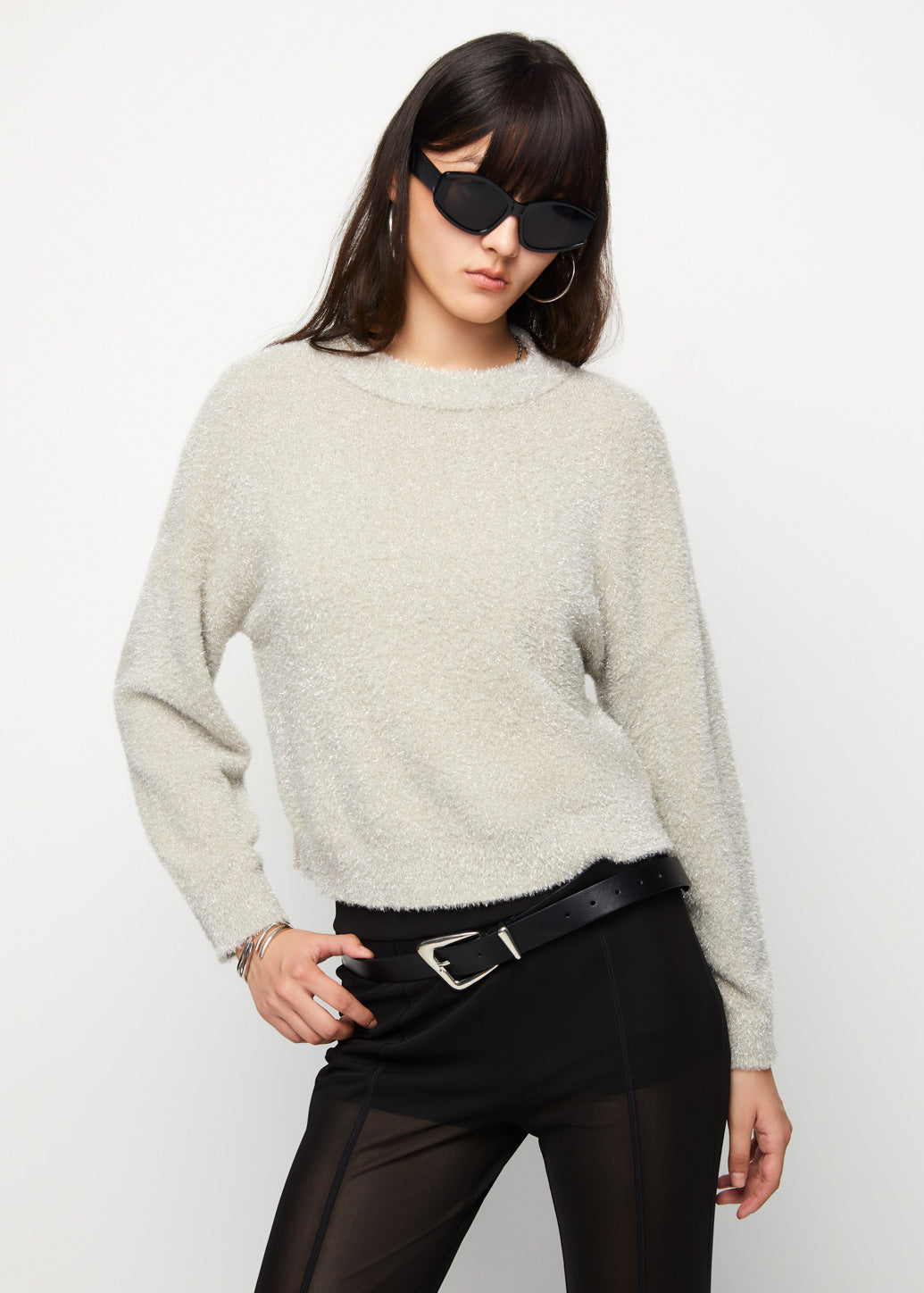 FUZZY KNITTED PULLOVER