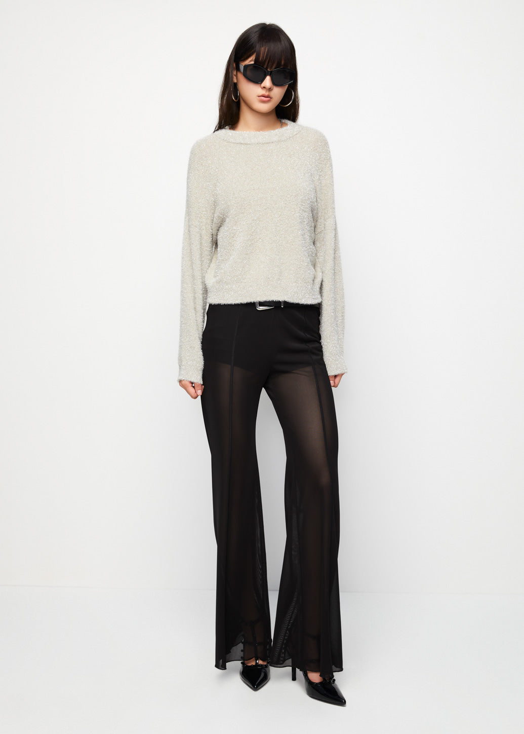 FUZZY KNITTED PULLOVER