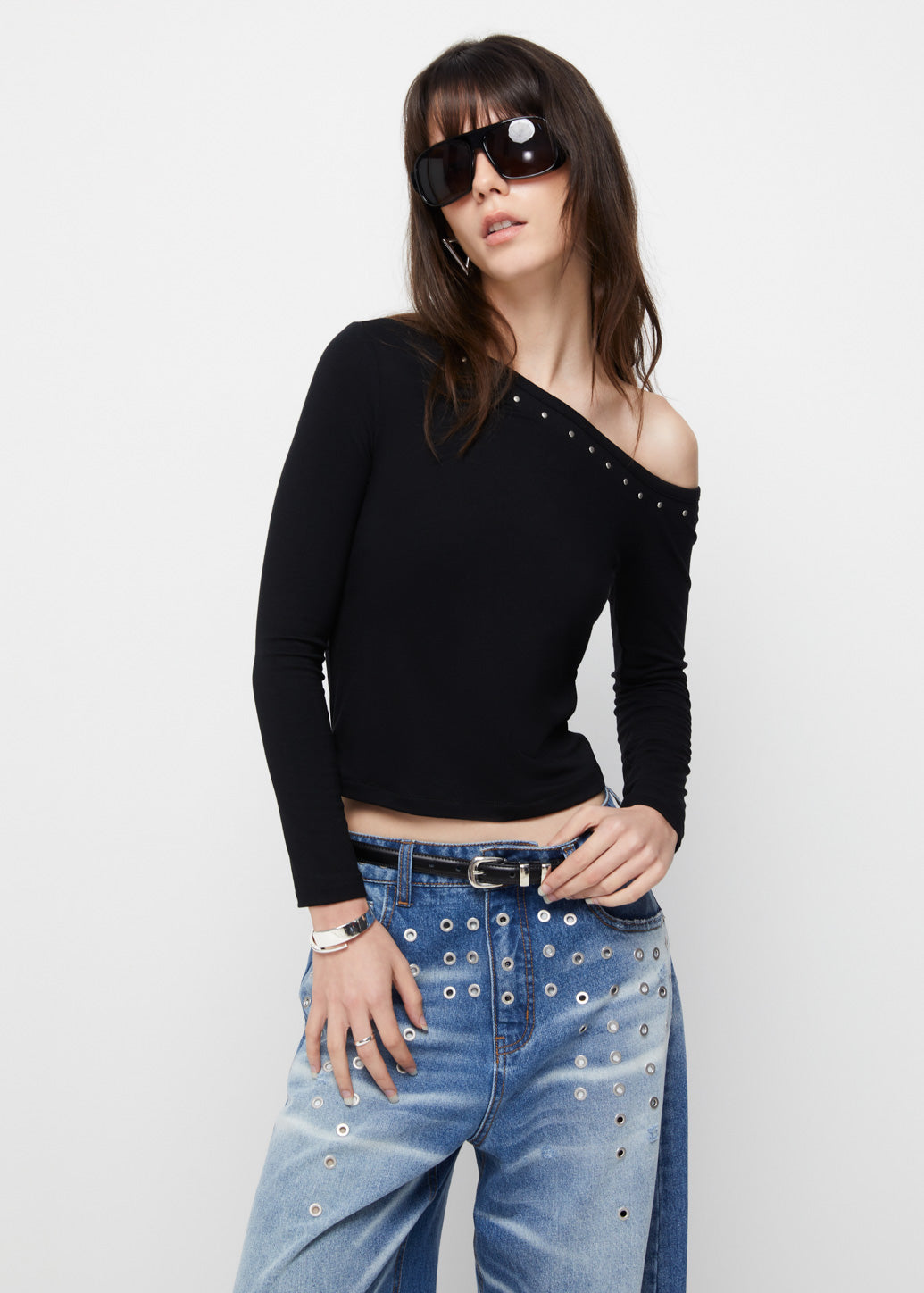 STUDDED OFF SHOULDER