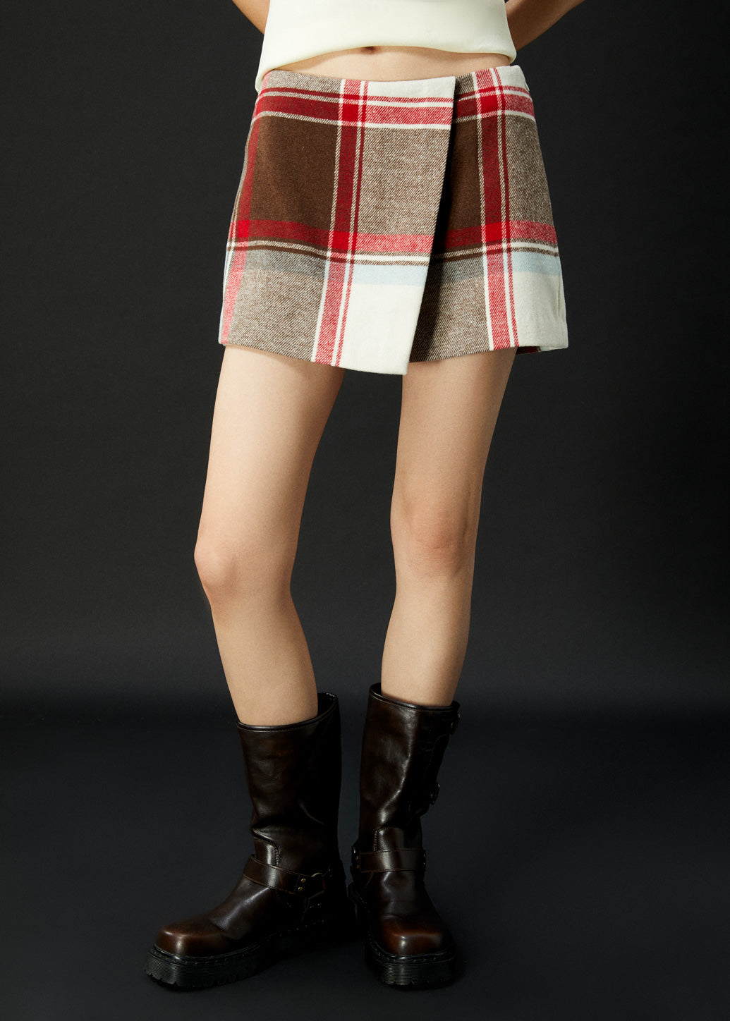 CHECKED WRAP SKORTS