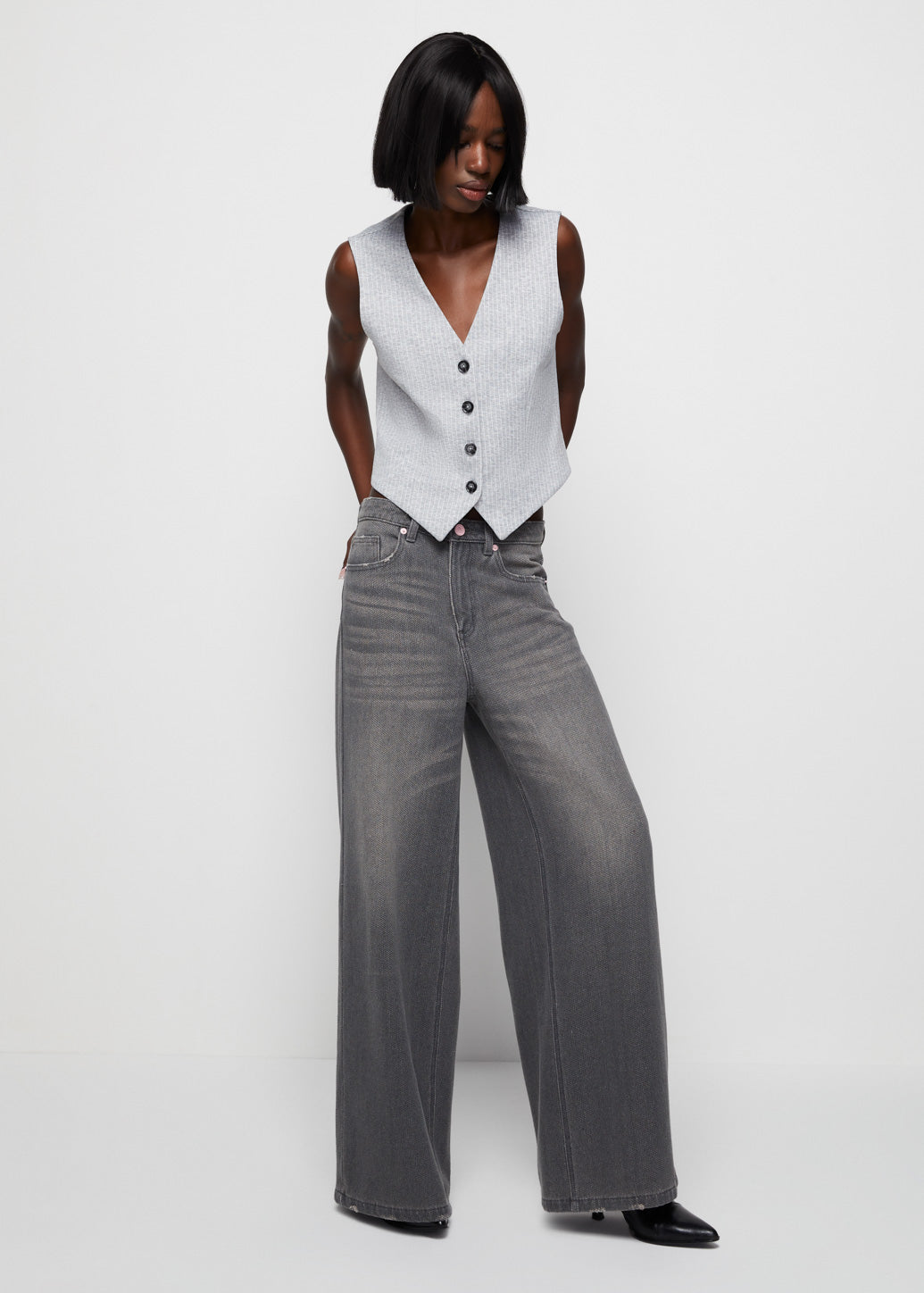 PINSTRIPED TERRY VEST