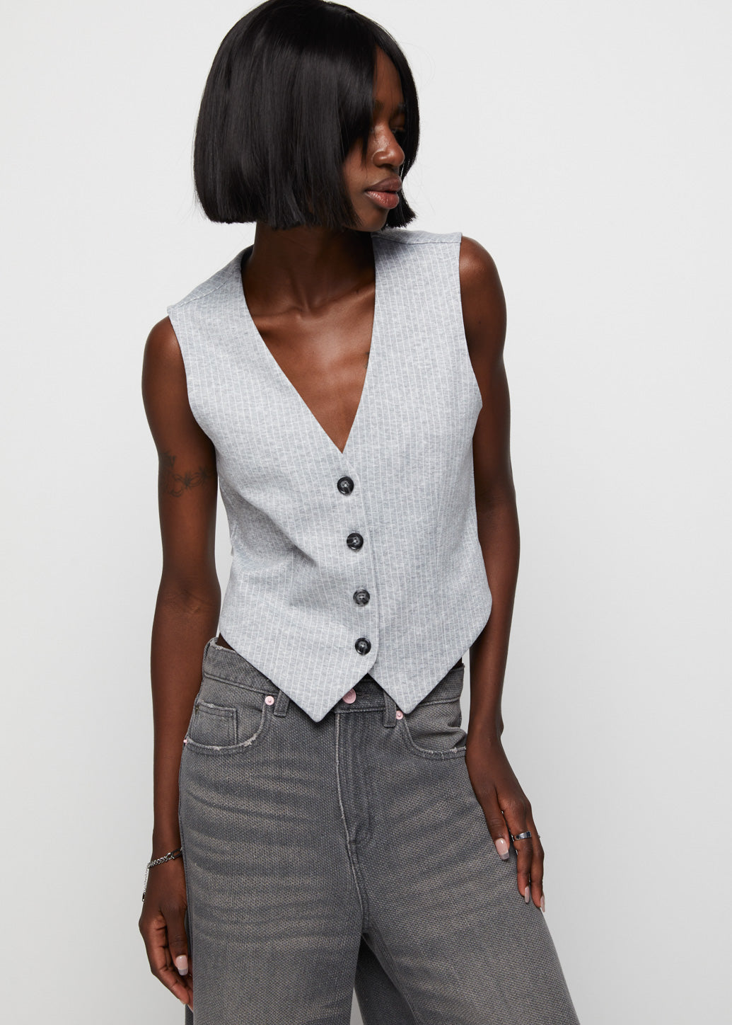 PINSTRIPED TERRY VEST