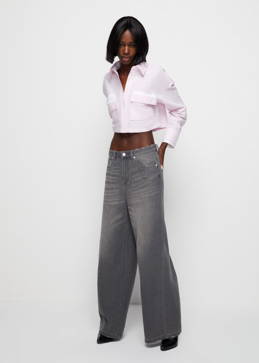 POCKET LAYER CROPPED SHIRT