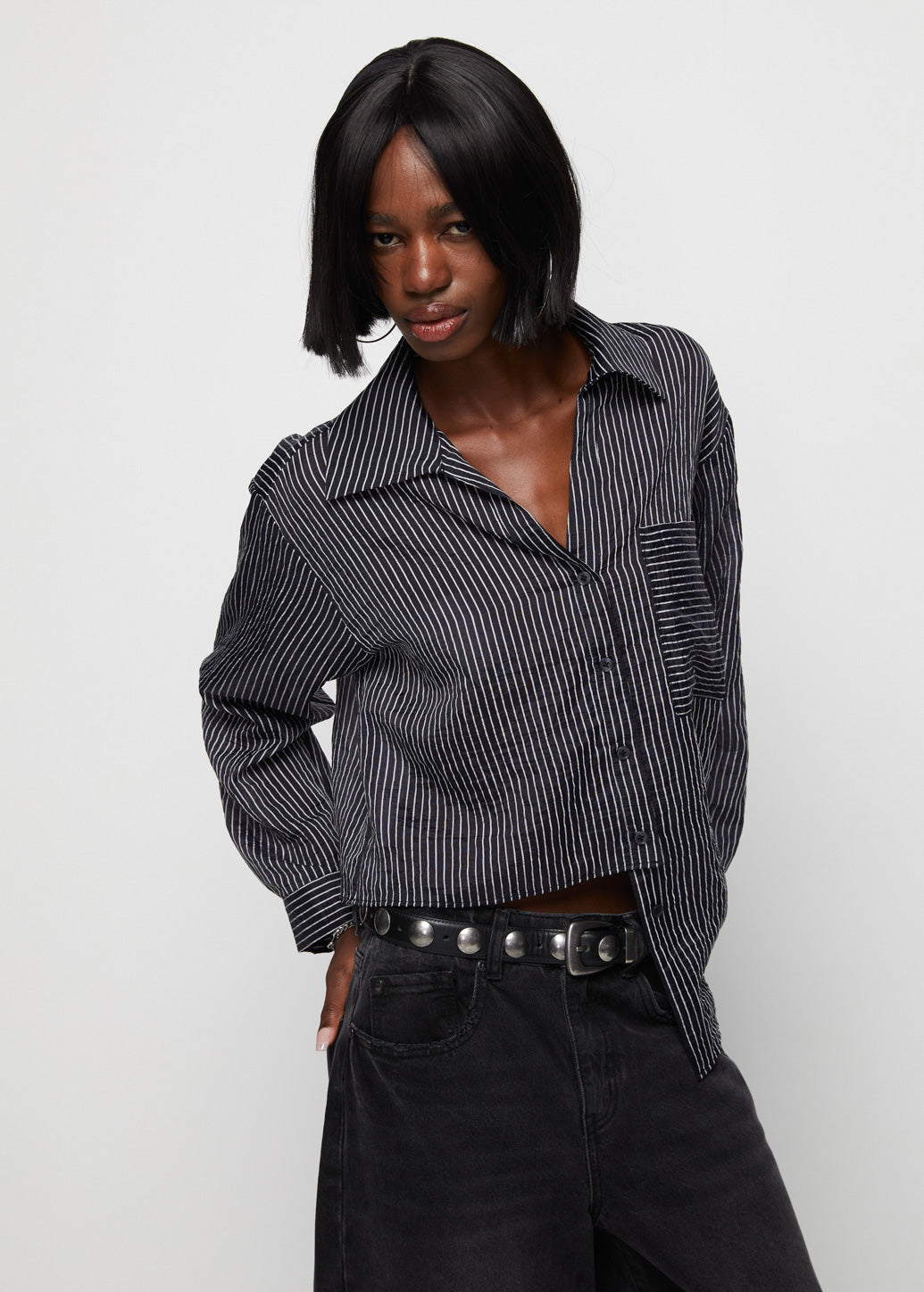 DECONSTRUCTION CROPPED SHIRT