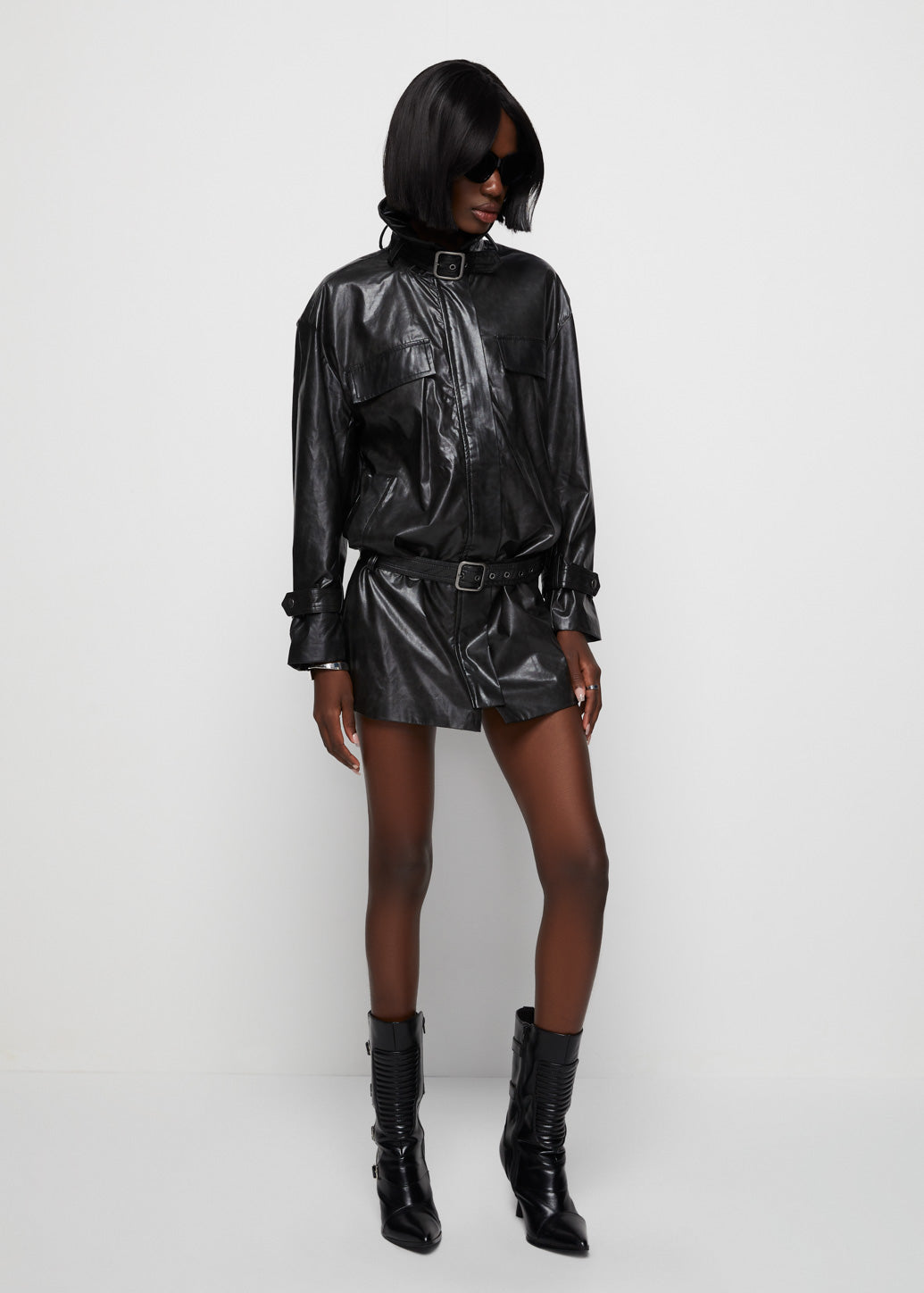 FAUX LEATHER JACKET DRESS