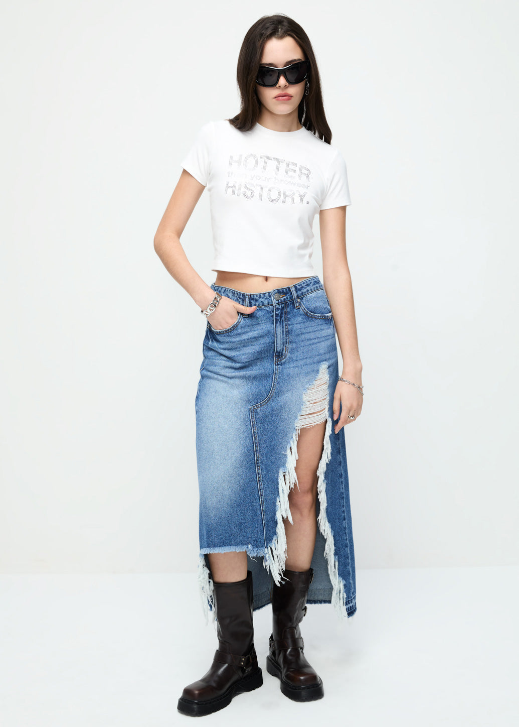 HOTTER DIAMOND STUDDED BABY TEE